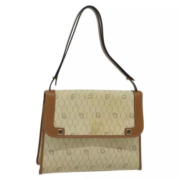 Christian Dior Honeycomb Canvas Hand Bag PVC Leather Beige - Picture 1 of 16